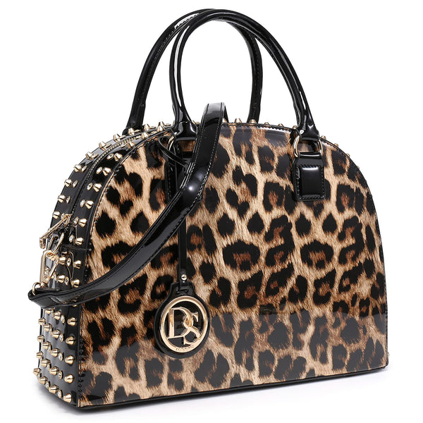 Dasein Patent Leather Dome Satchel — Structured Work Tote with Long Strap