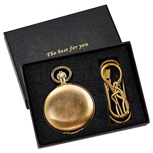 Men's Mechanical Pocket Watch with Chain, Vintage Full Copper Hand-Win Secondary image