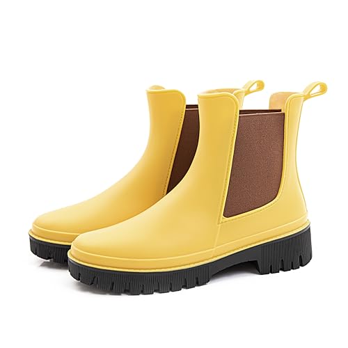 Women's Short Rain Boots Waterproof Chelsea Rain Boots For