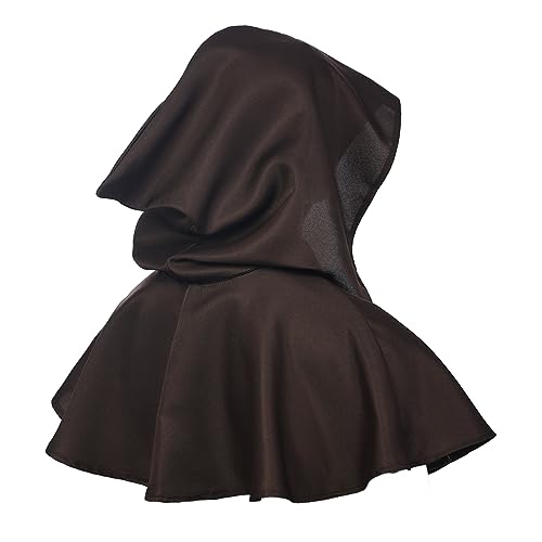 BLESSUME Medieval Cowl Hat Cross Necklace Wicca Pagan Hood Cosplay Accessory