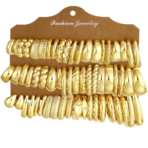 30 Pairs Chunky Gold Hoop Earrings for Women, Multipack Jewelry for Gift