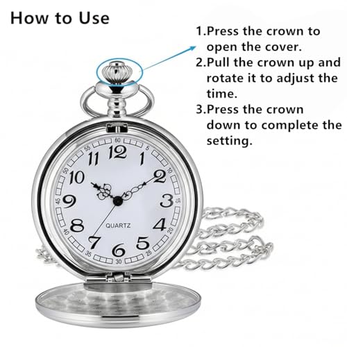 I-MART Smooth Vintage Pocket Watch with Chain