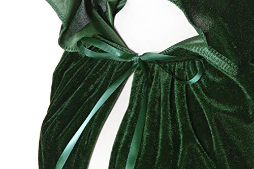 BIGXIAN Long Hooded Cloak Velvet Cape Witch Costume Halloween Costumes for Women Men