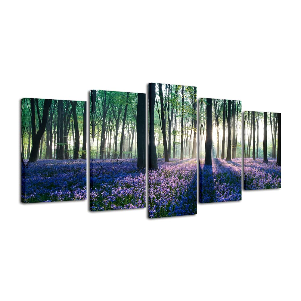 Early Morning Lavender 5-Panel Stretched Canvas Wall Art
