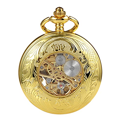 TREEWETO Men's Mechanical Roman Numerals Dial Sun and Moon Skeleton Po