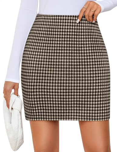 ZESICA Plaid Mini Skirt for Women Fall High Waist Bodycon Skort Main image