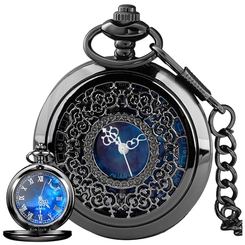 Roman Numerals Scale Quartz Pocket Watches with Chain Christmas Gift Main image