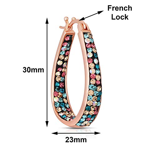Savlano Inside Out Oval Shape Crystal Hoop Earrings For Women Comes With Savlano Gift Box