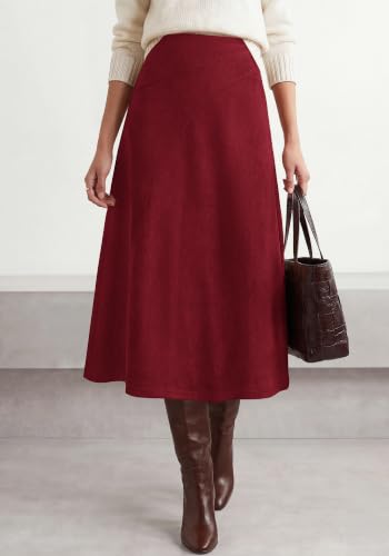 BTFBM Women Faux Suede Midi Long Skirt Fall Fashion 2026