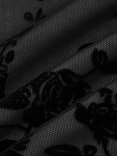 Verdusa Women's Mini Dress Floral Mesh Spaghetti Strap Short Dresses Y2k