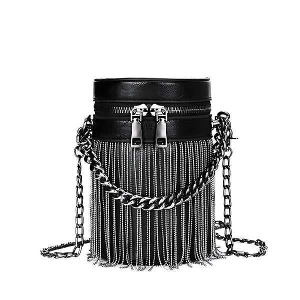 Y2K Punk Tassel Tote — Gothic Fringe Shoulder/Crossbody Handbag