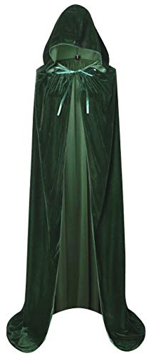 BIGXIAN Long Hooded Cloak Velvet Cape Witch Costume Halloween Costumes for Women Men