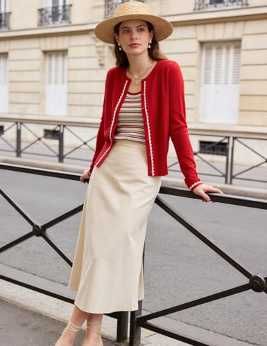 Women's Color Block Cropped Knit Cardigan