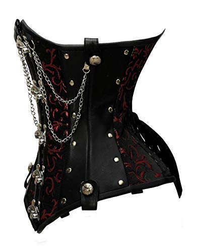 Double Steel Boned Brocade Faux Leather Underbust Corset Secondary image