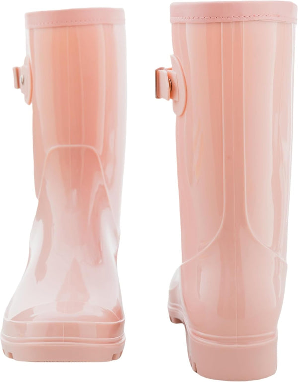 Women's Mid Calf Rain Boots Waterproof Fashion Shoes