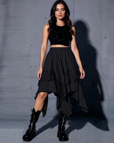 Renaissance Pirate Fairy Skirt for Women Layered Midi Skirts
