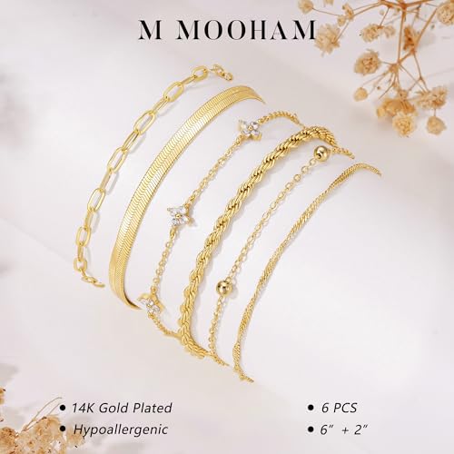 M MOOHAM Gold Bracelets Set for Women No Tarnish