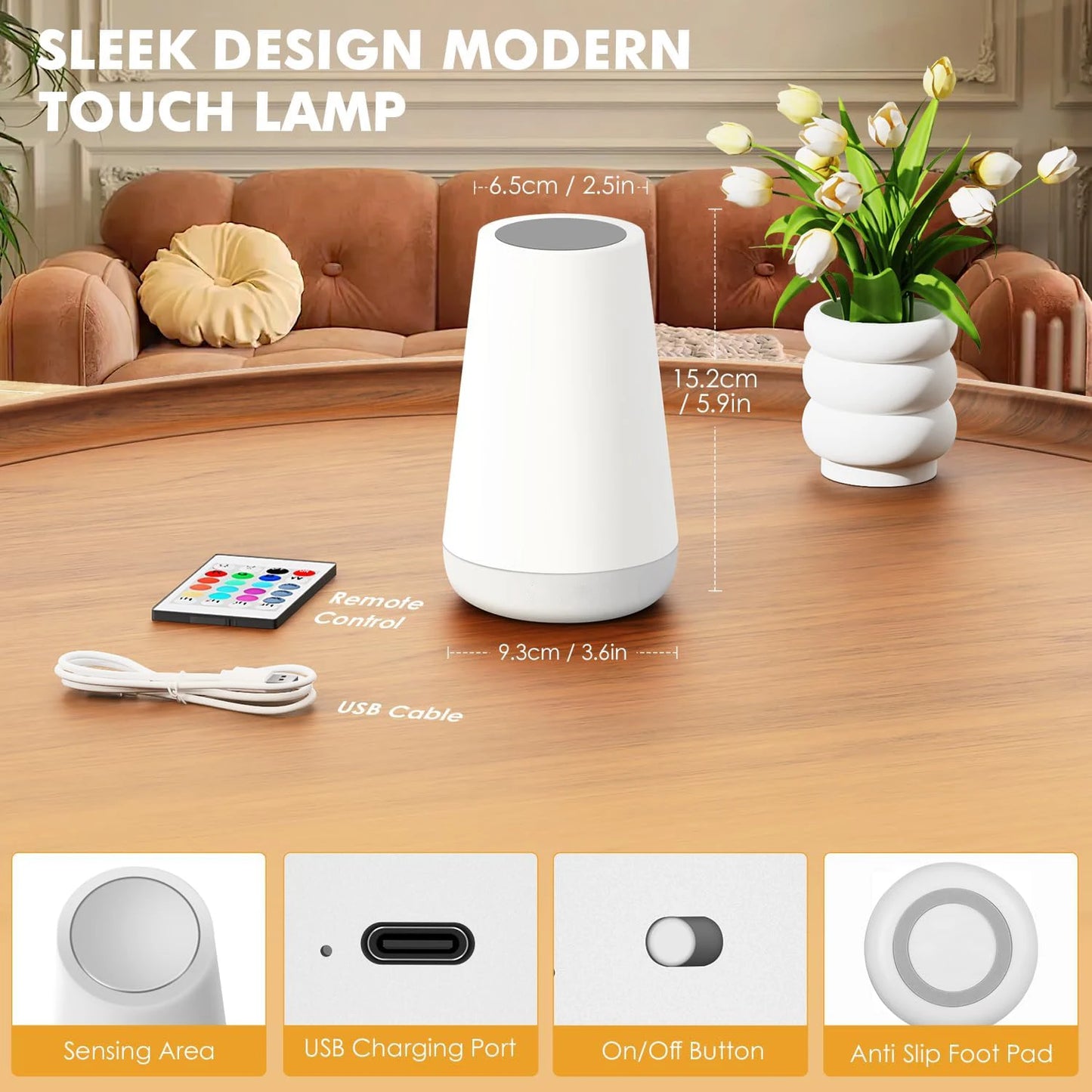 13 Color Changing Night Light RGB Remote Control Touch Dimmable Lamp Portable Table Bedside Lamps...