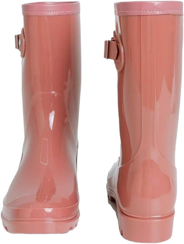 Women's Mid Calf Rain Boots Waterproof Fashion Shoes