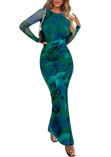 PRETTYGARDEN Women's Floral Bodycon Maxi Fall Dress