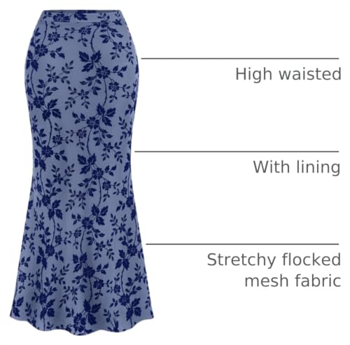 BTFBM Womens Floral Mesh Maxi Skirts
