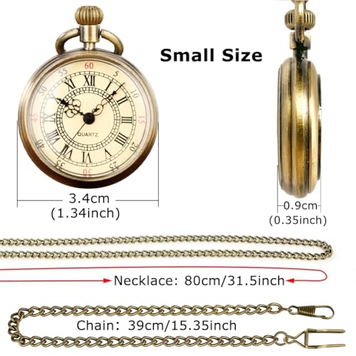 Vintage Pocket Watches for Men with Chains, Analog Pocketwatch for Wom