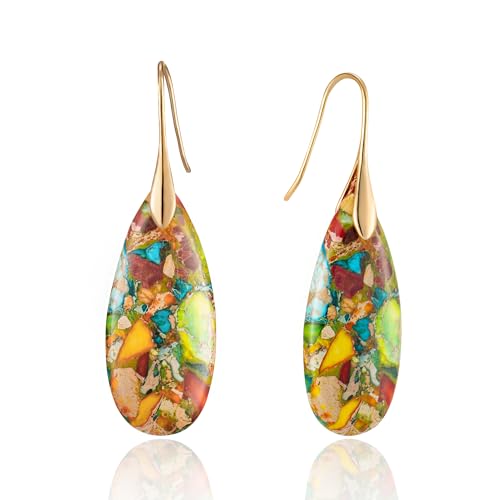 Colorful Boho Natural Stone Dangle Earrings Main image