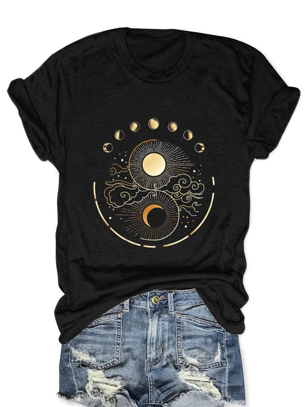 Women Mystical Moon and Sun Shirt Vintage Celestial Moon Top