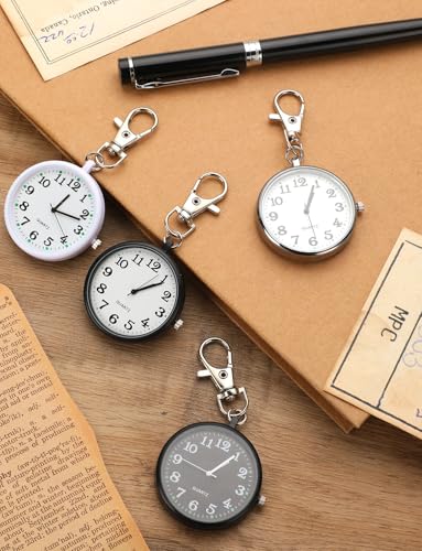Quartz Pocket Watch, Portable Clip on Watch with Keychain Outdoor for Secondary image