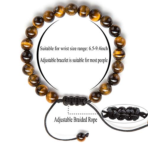 Men Women 8mm Tiger Eye Stone Beads Bracelet