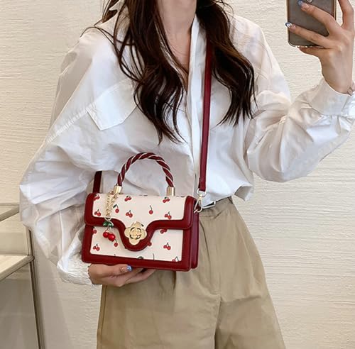 Cute Cherry Vegan Leather Shoulder Crossbody Bag