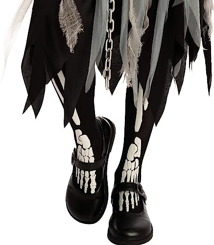 Spooktacular Creations Girl Grim Reaper Costume with Gloves and Tights Glow in the Dark, Scary Halloween Costume