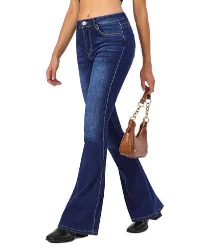 Women's Flare Bell Bottom Jeans High Waisted Wide Leg Bootcut