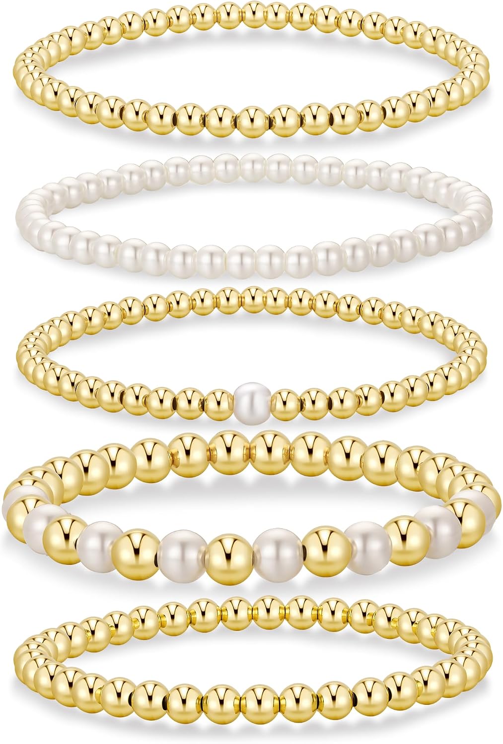 Yoosteel Gold Beaded Bracelets for Women Teen Girls, Gold Plated Jewelry Secondary image