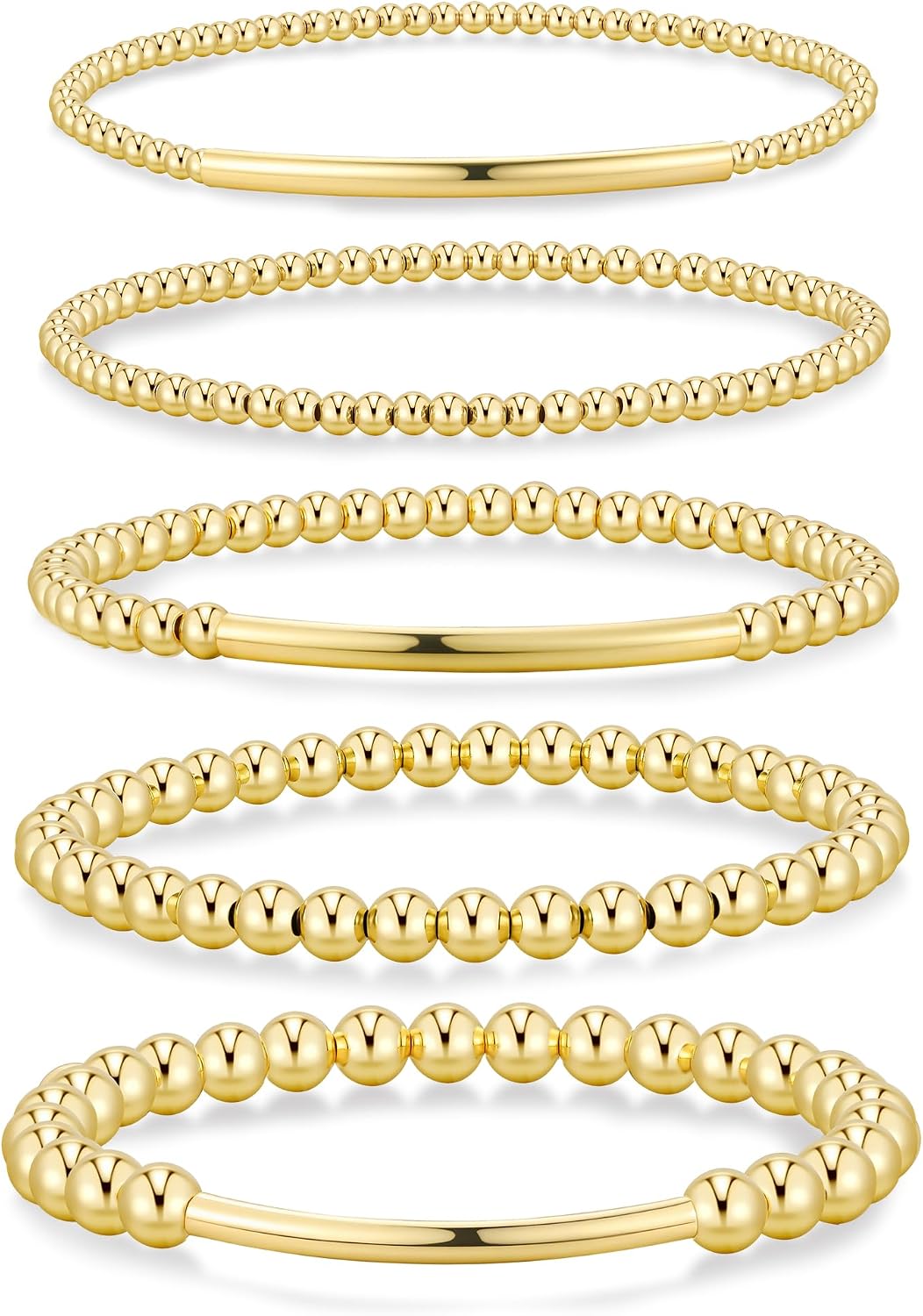 Yoosteel Gold Beaded Bracelets for Women Teen Girls, Gold Plated Jewelry