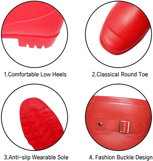 Women's Mid Calf Rain Boots Waterproof Fashion Shoes
