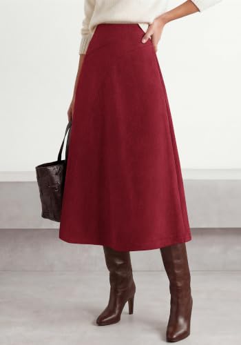 BTFBM Women Faux Suede Midi Long Skirt Fall Fashion 2026