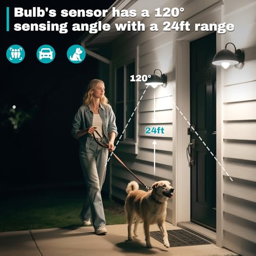 4-pack Motion Sensor Light Bulbs, 12w(100w Equivalent) e26 a19 Security LED Bulb Outdoor/indoor, ...