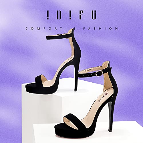 IDIFU Women's Stiletto High Heel Sandals Platform Open Toe Ankle Strap Dress Shoes for Women Bride Ladies in Wedding Bridal Party Homecoming