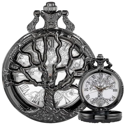 Pocket Watch — Hollow Tree Roman Numerals Antique Quartz Fob