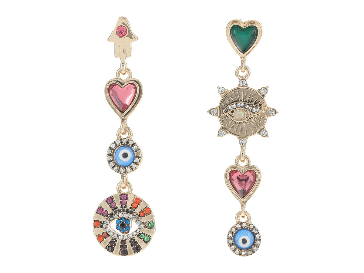 Betsey Johnson Womens Evil Eye Linear Earrings