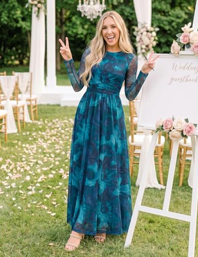 ZESICA Women's Fall Long Sleeve Wedding Guest Dresses