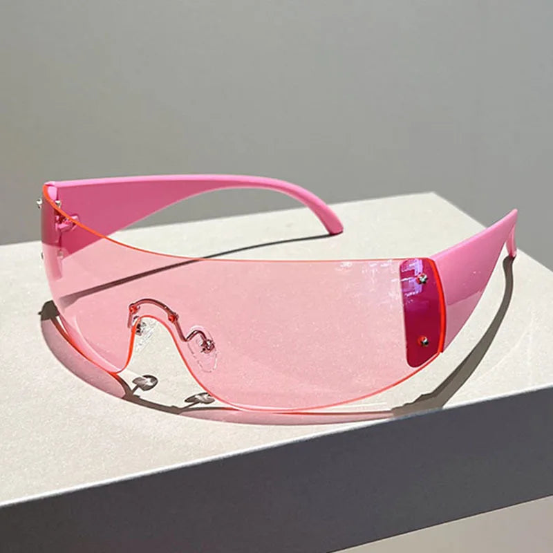 Rimless Rivet One-Piece Y2K Steampunk Sunglasses Main image