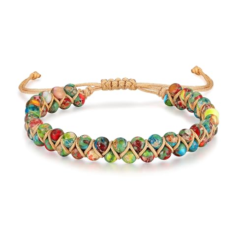 7 Chakra Healing Bracelet for Women Men, Jasper Bead Inspirational Gift