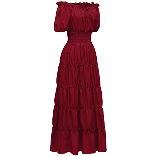 Abaowedding Renaissance Women Medieval Chemise Dress Pirate Peasant Top Irish Under Dress