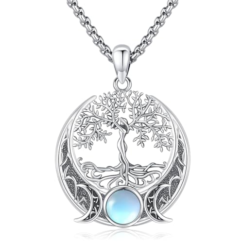 Sterling Silver Pentagram Necklace Triple Moon Main image