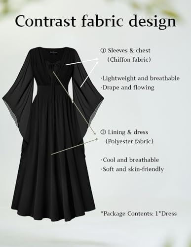 Scarlet Darkness Renaissance Costume Women Pirate Medieval Maxi Dress