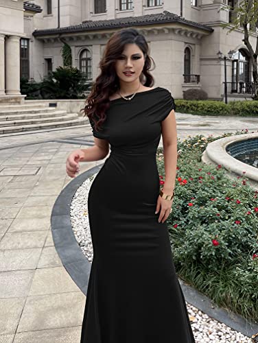 YMDUCH Women's Sleeveless Off Shoulder Long Formal Party Dress