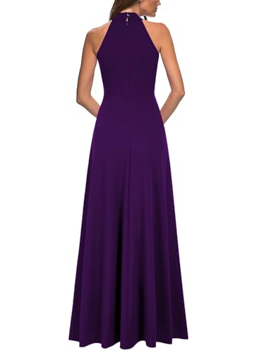 WOOSEA Women's High Neck Sexy Split Evening Cocktail Party Maxi Long Formal Dress