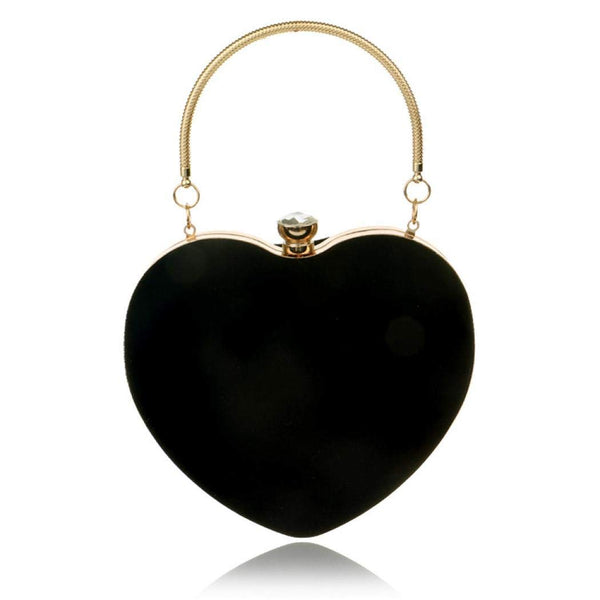 Velvet Heart-Shaped Clutch — Small Cute Evening Bag